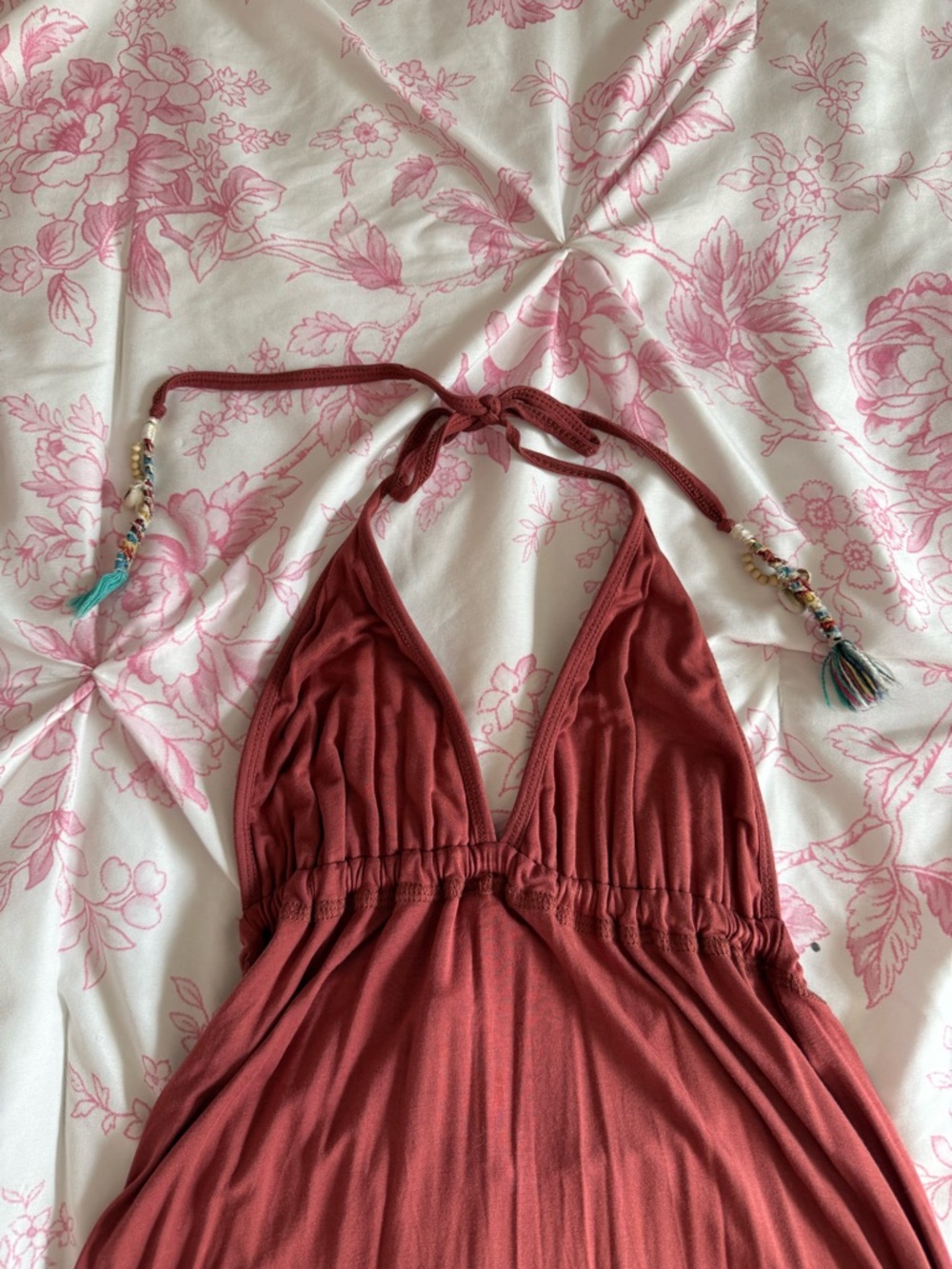 Plunging Halter Maxi in Rust Pink - Soft Women's beach wear